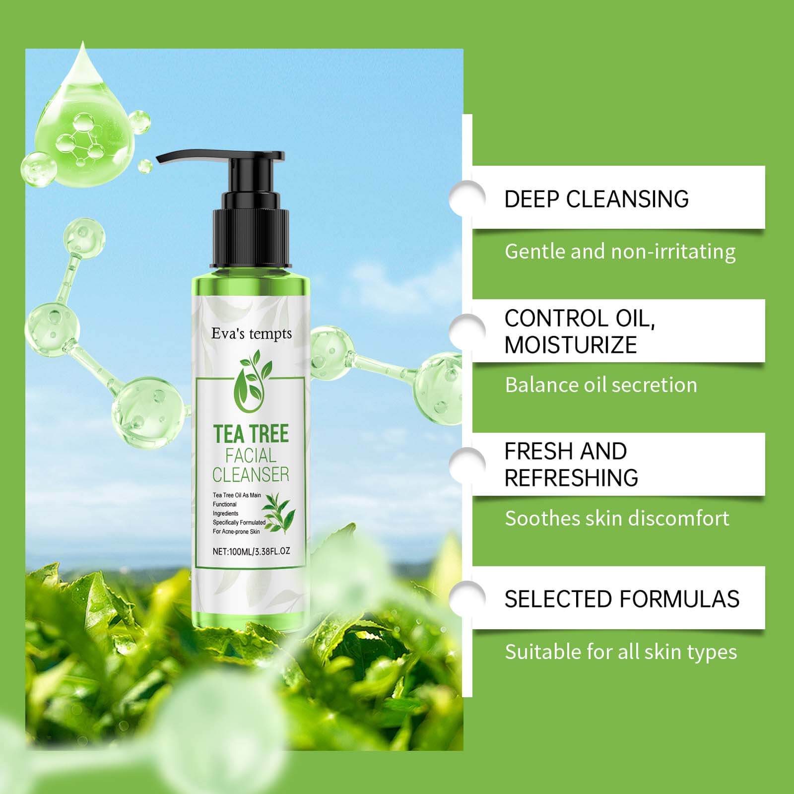 Tea Tree Oil Purifying Face Gel &ndash; Gentle Deep Cleansing, Oil Control & Hydrating Facial Cleanser (5)