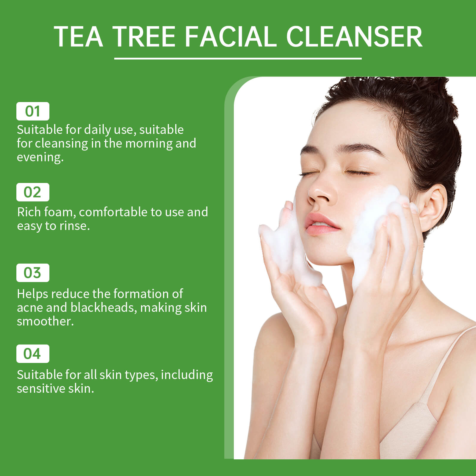 Tea Tree Oil Purifying Face Gel &ndash; Gentle Deep Cleansing, Oil Control & Hydrating Facial Cleanser (7)