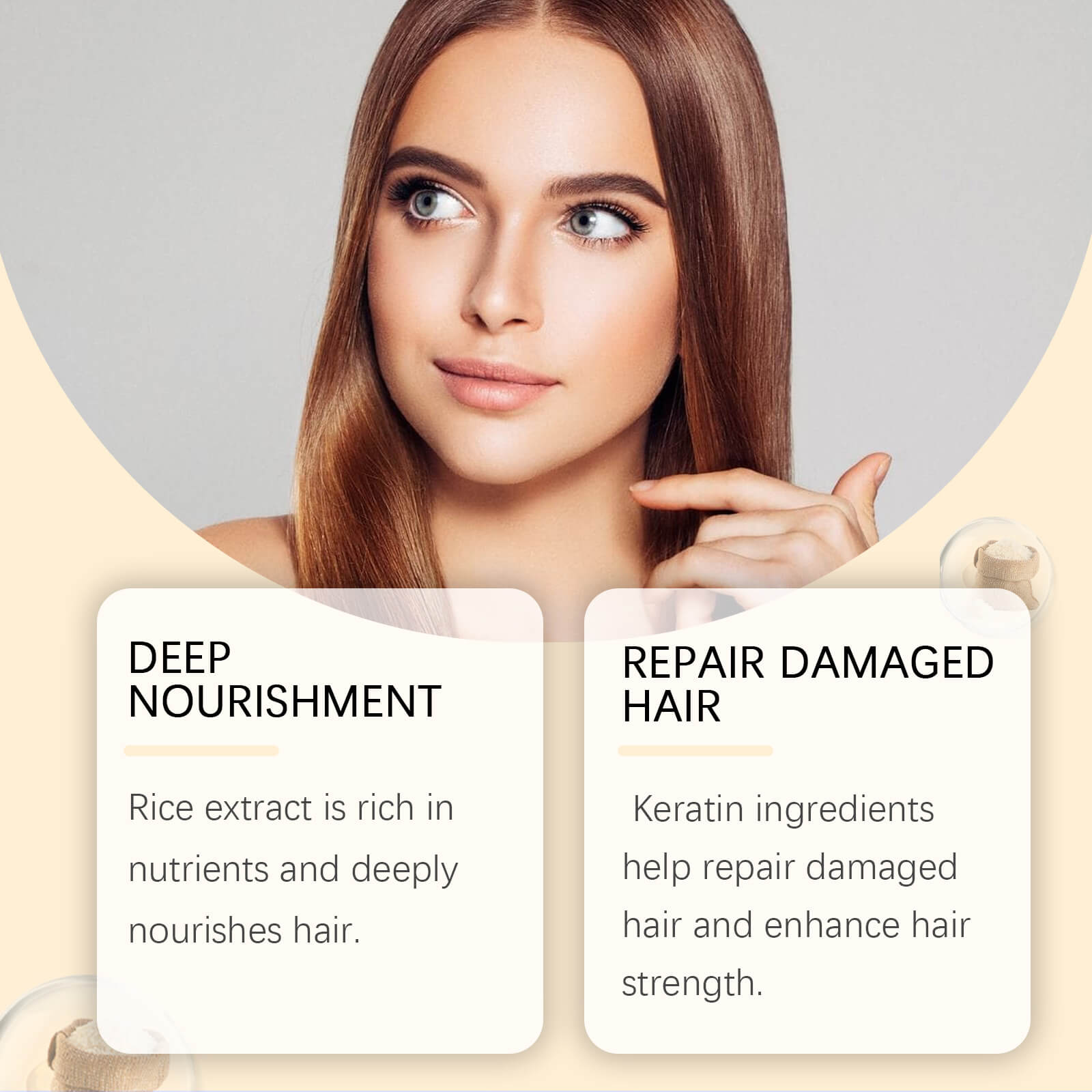 Rice Nourishing Hair Care Set Keratin Repair, Deep Nourishment, Smooth & Shiny Hair (10)