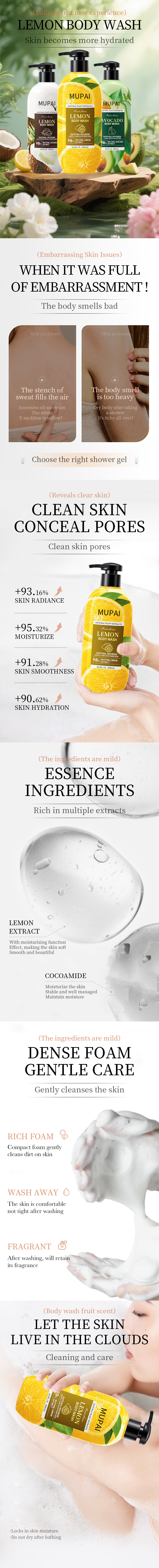 Lemon Body Wash 400ml – Natural Plant Extract Cleanser with Moisturizing & Refreshing Care 05