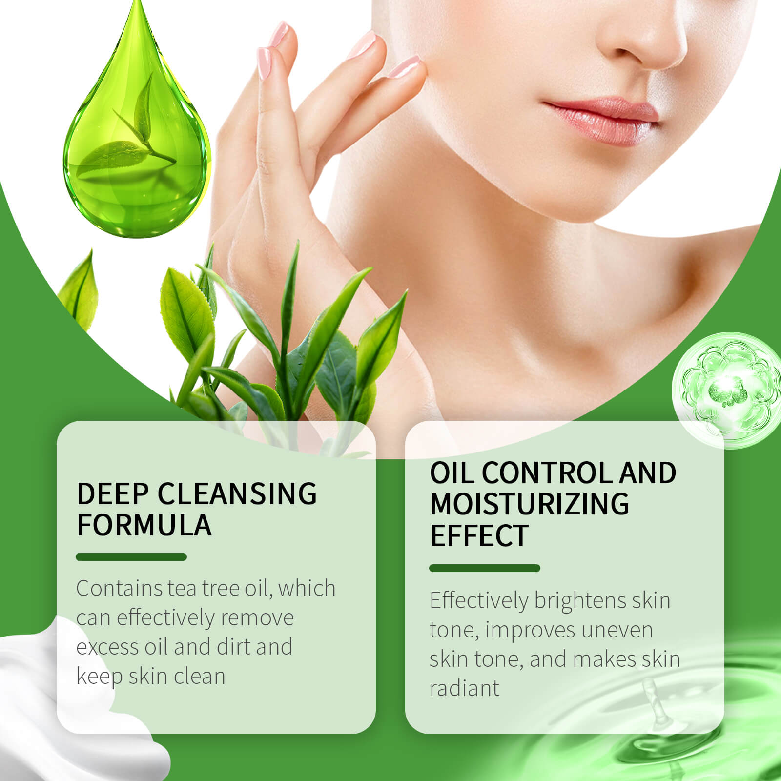 Tea Tree Oil Purifying Face Gel &ndash; Gentle Deep Cleansing, Oil Control & Hydrating Facial Cleanser (8)