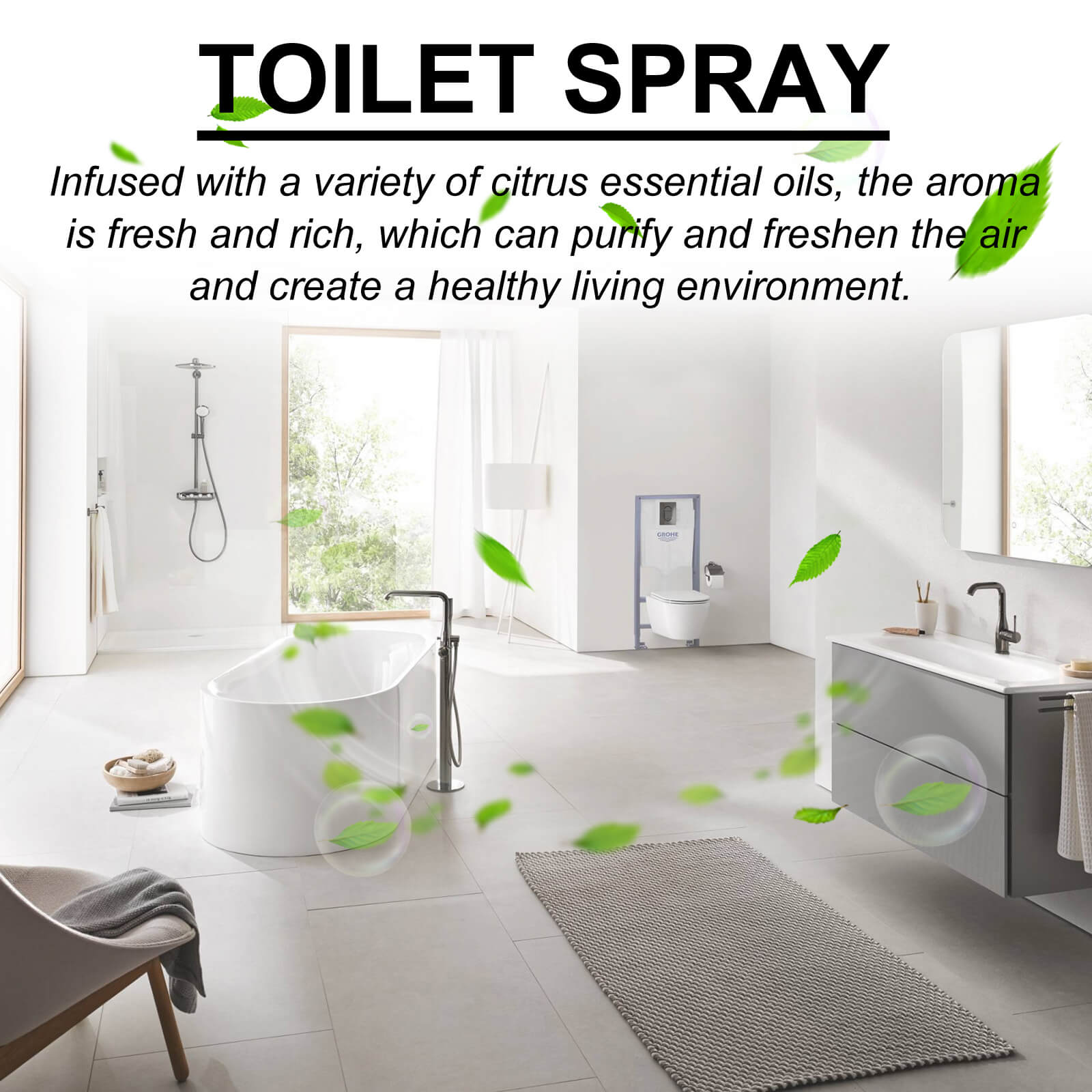 Bathroom Fresh Spray Long-Lasting Fragrance, Deodorizer, Home Air Freshener (5)