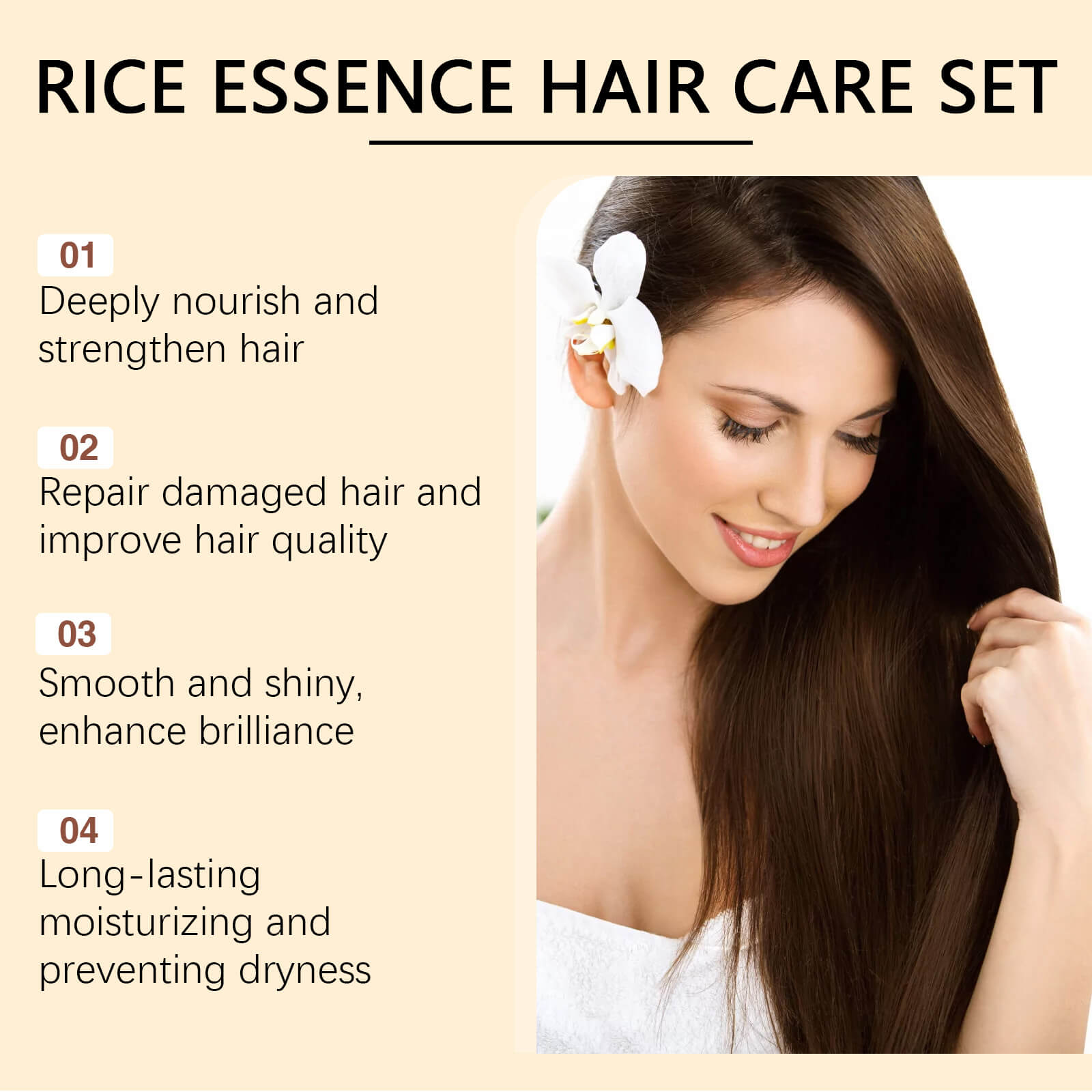 Rice Nourishing Hair Care Set Keratin Repair, Deep Nourishment, Smooth & Shiny Hair (7)