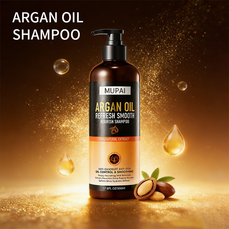 Argan oil shampoo, nourishing, smooth, volumizing, oil-controlling, dandruff-removing, hair-strengthening and repairing shampoo.
