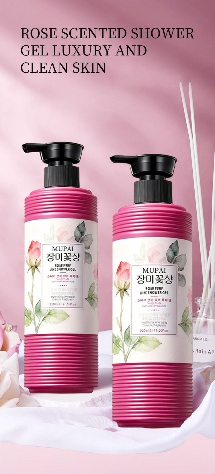 Rose Ceramide Shower Gel – Brightening, Moisturizing & Long-Lasting Fragrance Body Wash (4)