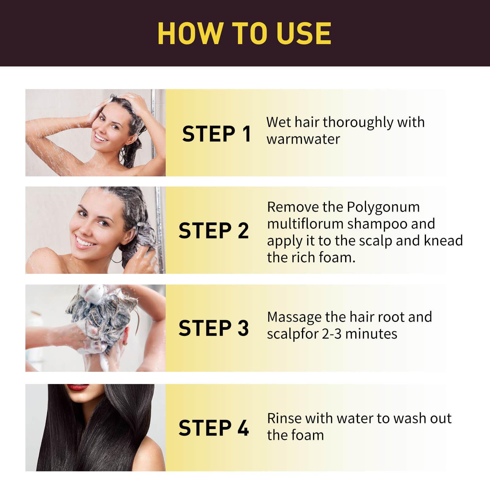 He Shou Wu Black Hair Shampoo Deep Nourishing, Repairing, Anti-Hair Loss, Smooth & Shiny (4)