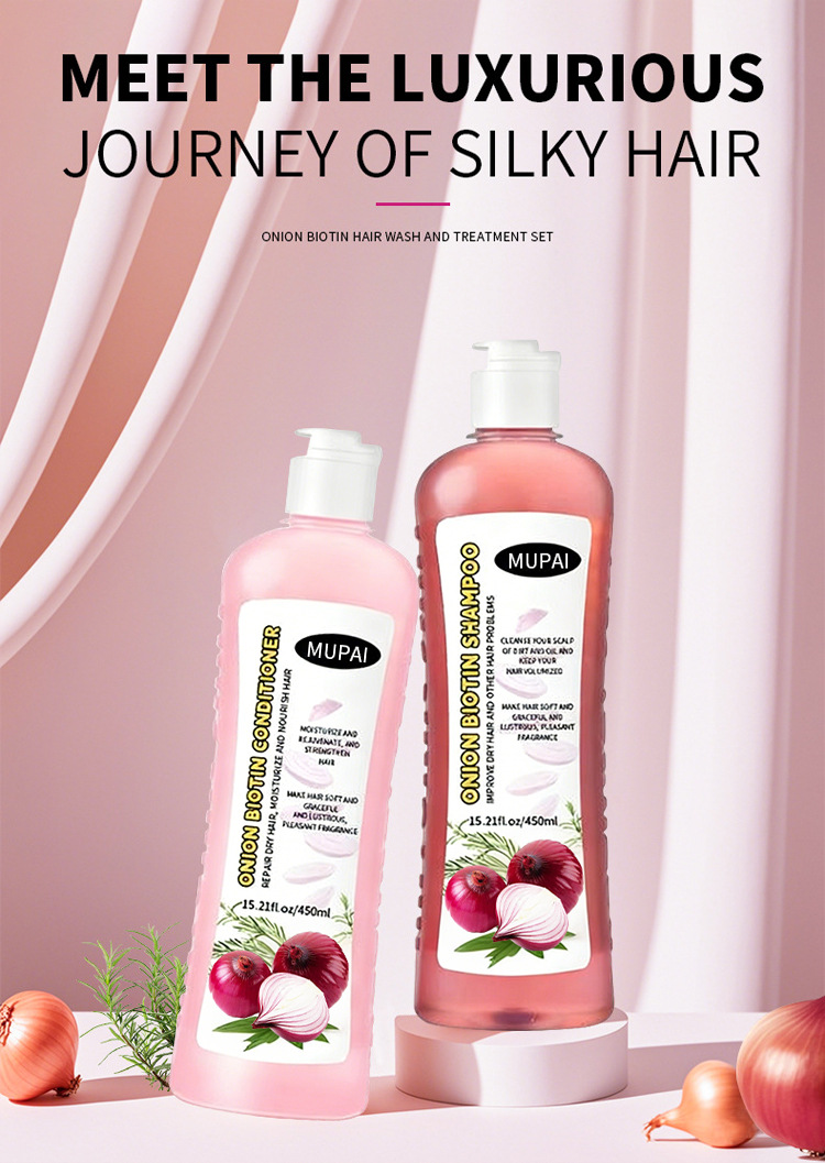 Onion Biotin Hair Wash & Treatment Set – Strengthening, Moisturizing & Silky Shine Care (4)