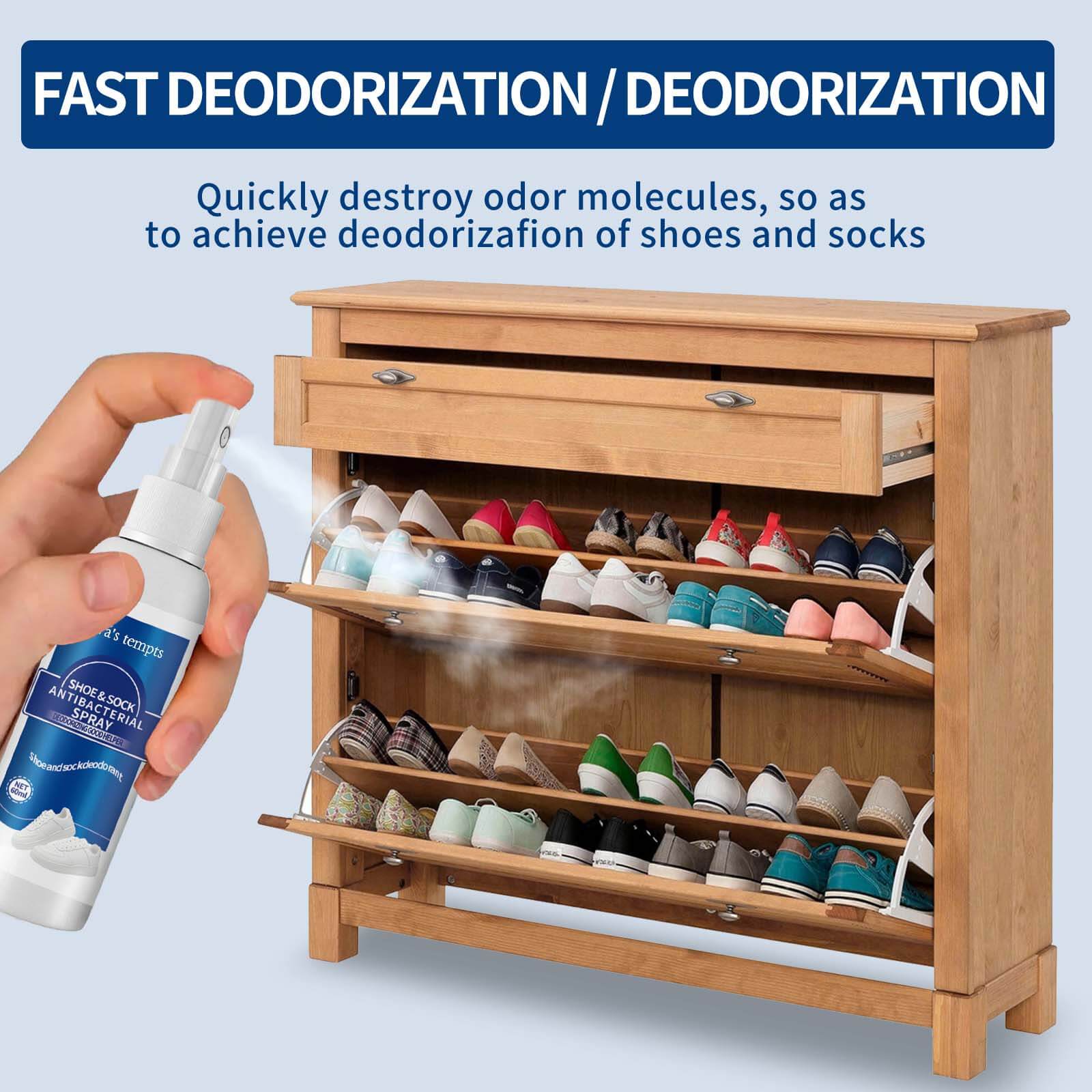 Shoe & Sock Deodorizing Spray Odor Removal, Antibacterial & Anti-Mold, Fresh Shoe Cabinet (6)