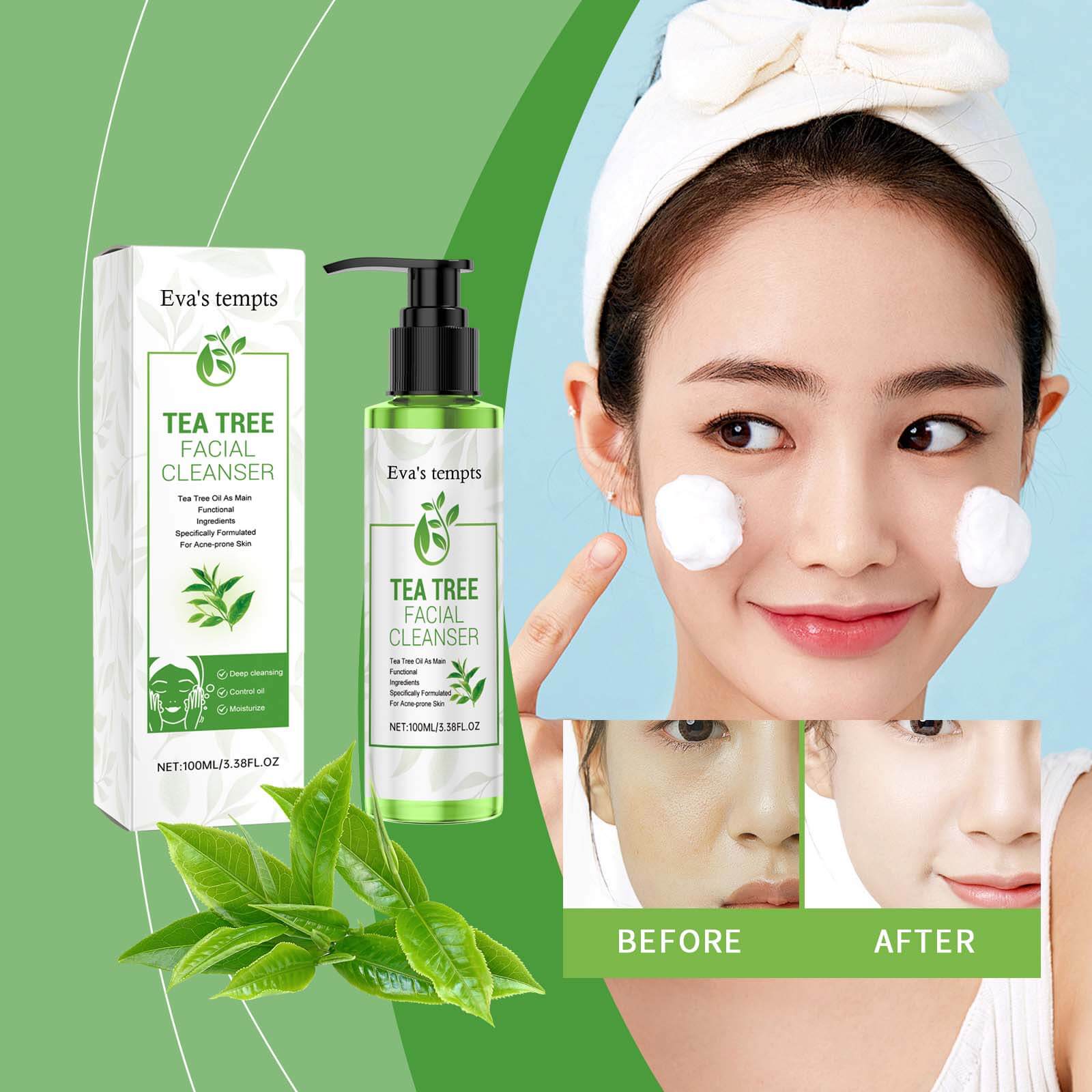 Tea Tree Oil Purifying Face Gel &ndash; Gentle Deep Cleansing, Oil Control & Hydrating Facial Cleanser (2)