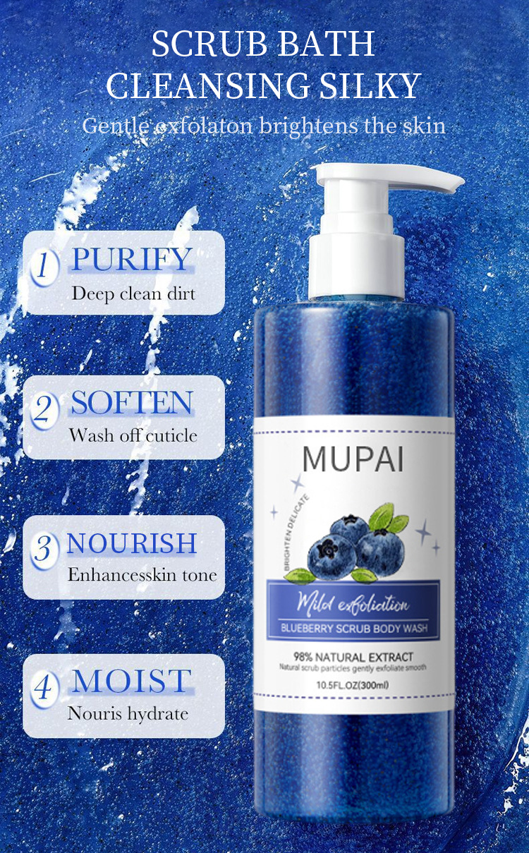 Blueberry Scrub Body Wash – Gentle Exfoliating & Deep Cleansing Shower Gel (2)