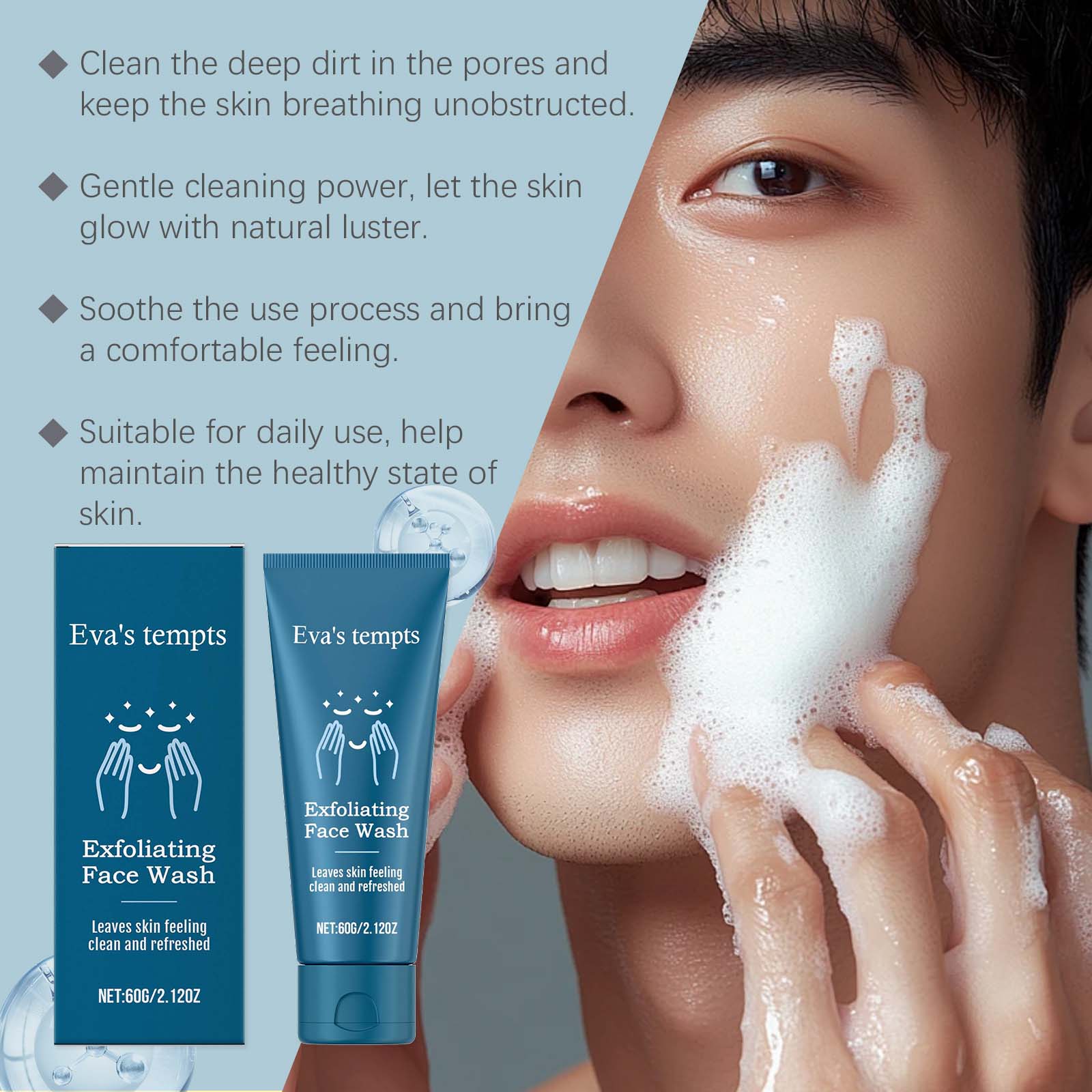 Men&rsquo;s Exfoliating Facial Cleanser &ndash; Gentle, Refreshing, Moisturizing & Clear Skin Face Wash (6)