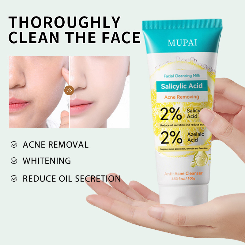 Salicylic acid facial cleanser Gentle cleanses, shrinks pores, repairs acne, and has a rich, creamy foam